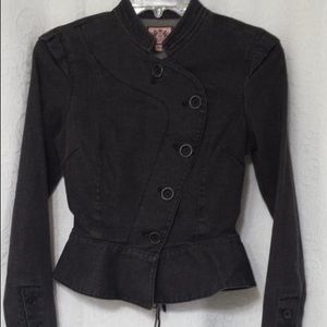 Juicy Couture black denim equestrian jacket.